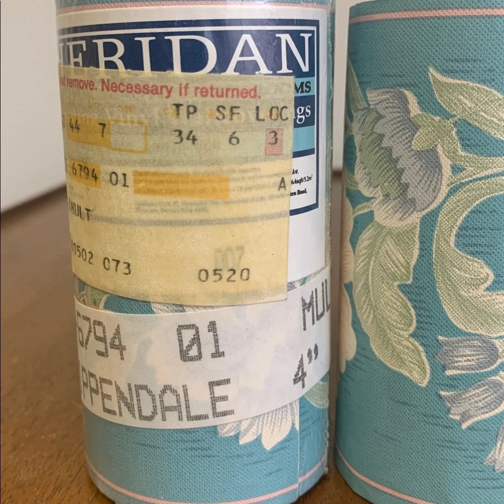 Vintage Sheridan Chippendale Wallpaper Border – Blue Floral – 3 Rolls